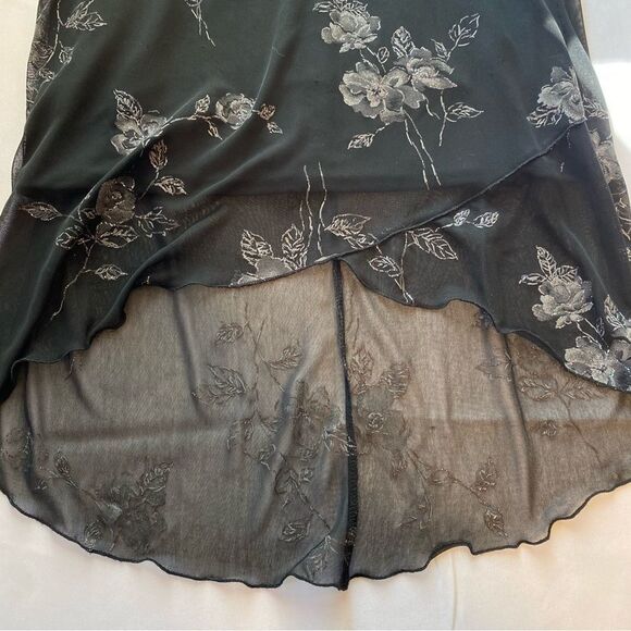 90s Byer Too! Deadstock Floral Black Midi Dress Size Small - Picture 7 of 13